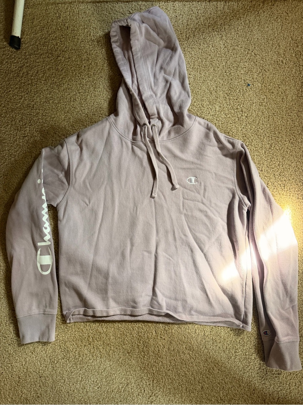 Champion Lavender Cropped Hoodie with White Logo